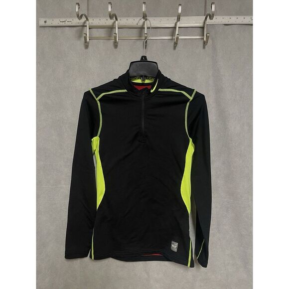 Nike Pro Combat Shirt Men S Black 1/4 Zip Hyperwarm Dri-Fit Max‎ Fitted Athletic - Picture 1 of 10